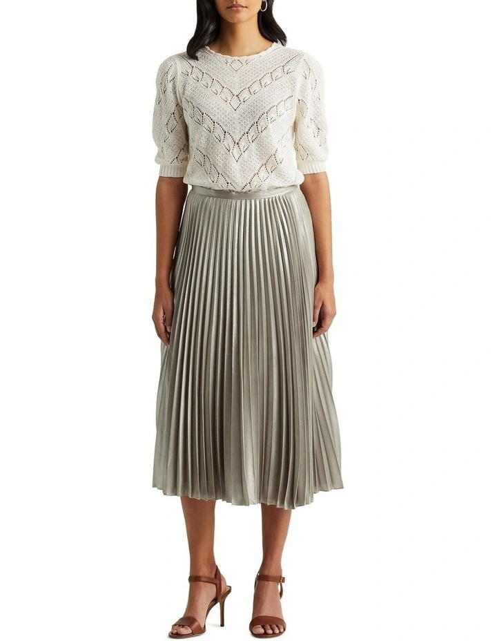 Top 10 π Lauren Ralph Lauren Pleated Metallic Lame π Skirt π― - Image 3