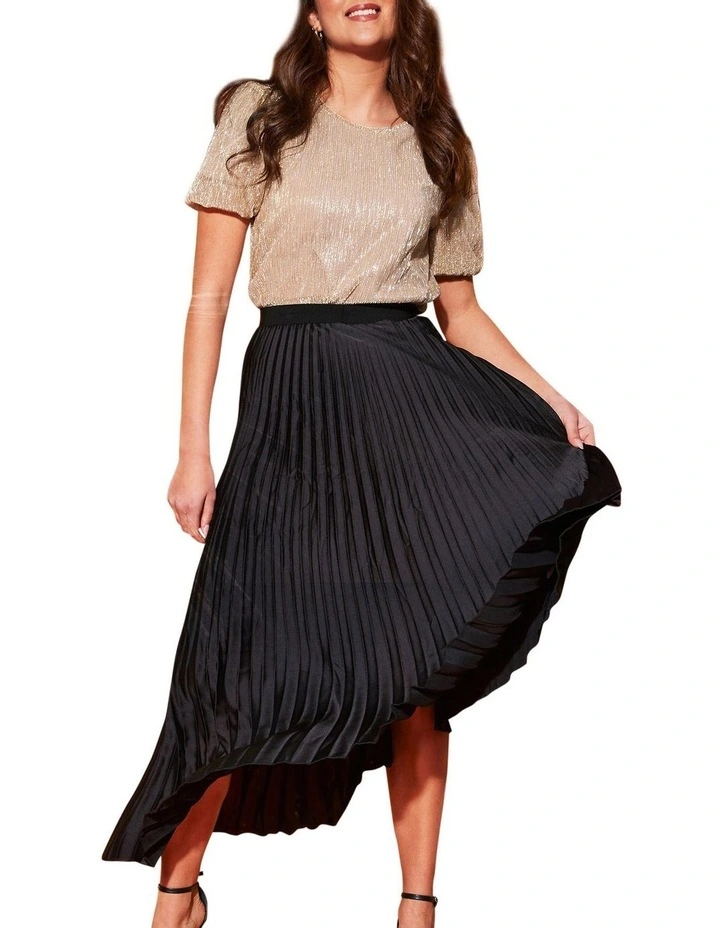 Best Sale π€© Stella Asymmetric Pleated π Skirt In Black π - Image 4
