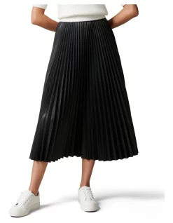 Top 10 😀 Forever New Stevie Vegan Leather Pleated 👗 Skirt In Black 💯