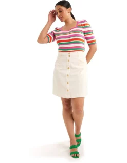 Coupon π Review Dollie Twill π Skirt In Ecru π