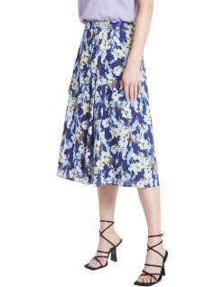 Promo 🤩 David Lawrence Nari Cotton 👗 Skirt In Navy Multi 🥰