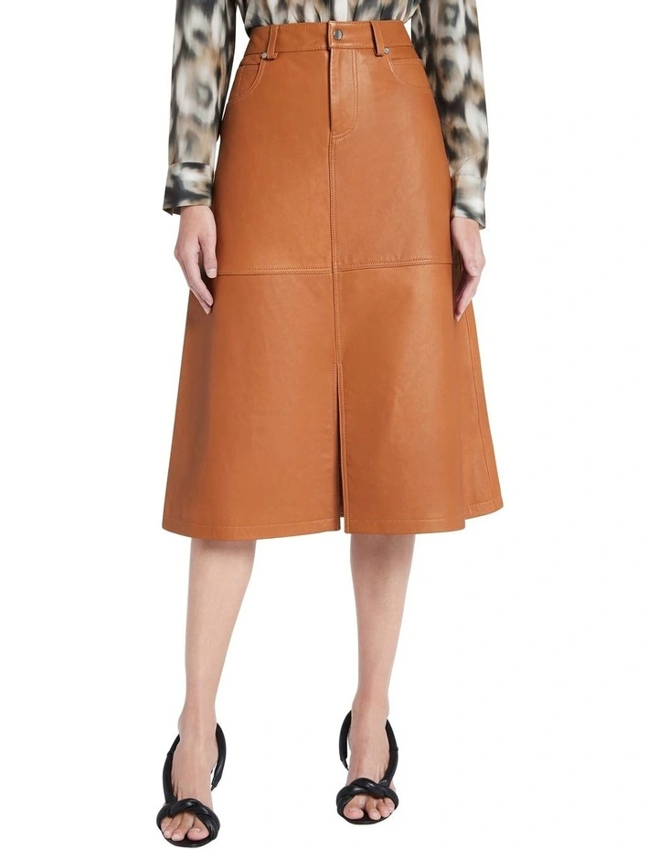 Promo π David Lawrence Aura Leather Midi π Skirt Toffee β¨