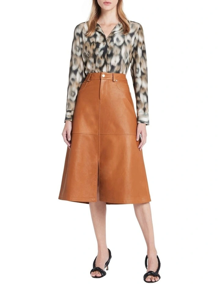Promo π David Lawrence Aura Leather Midi π Skirt Toffee β¨ - Image 2