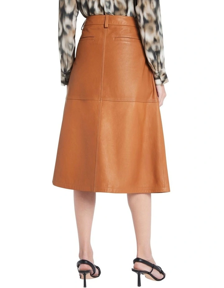 Promo π David Lawrence Aura Leather Midi π Skirt Toffee β¨ - Image 3