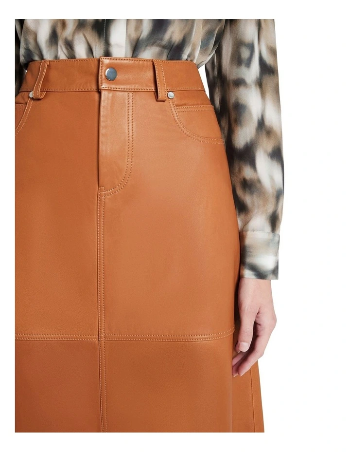 Promo π David Lawrence Aura Leather Midi π Skirt Toffee β¨ - Image 4