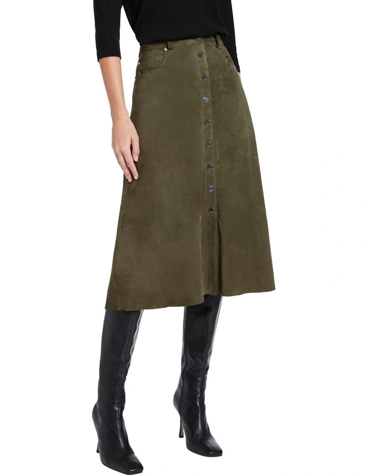 Budget β David Lawrence Sahria Suede π Skirt In Dark Khaki β