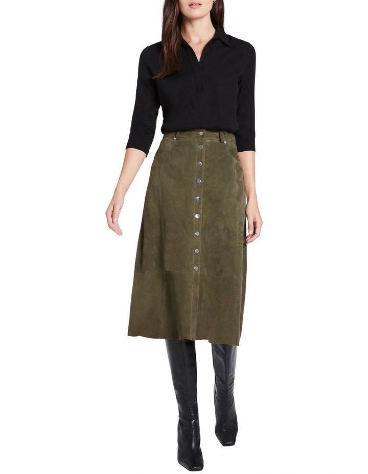 Budget β David Lawrence Sahria Suede π Skirt In Dark Khaki β - Image 2