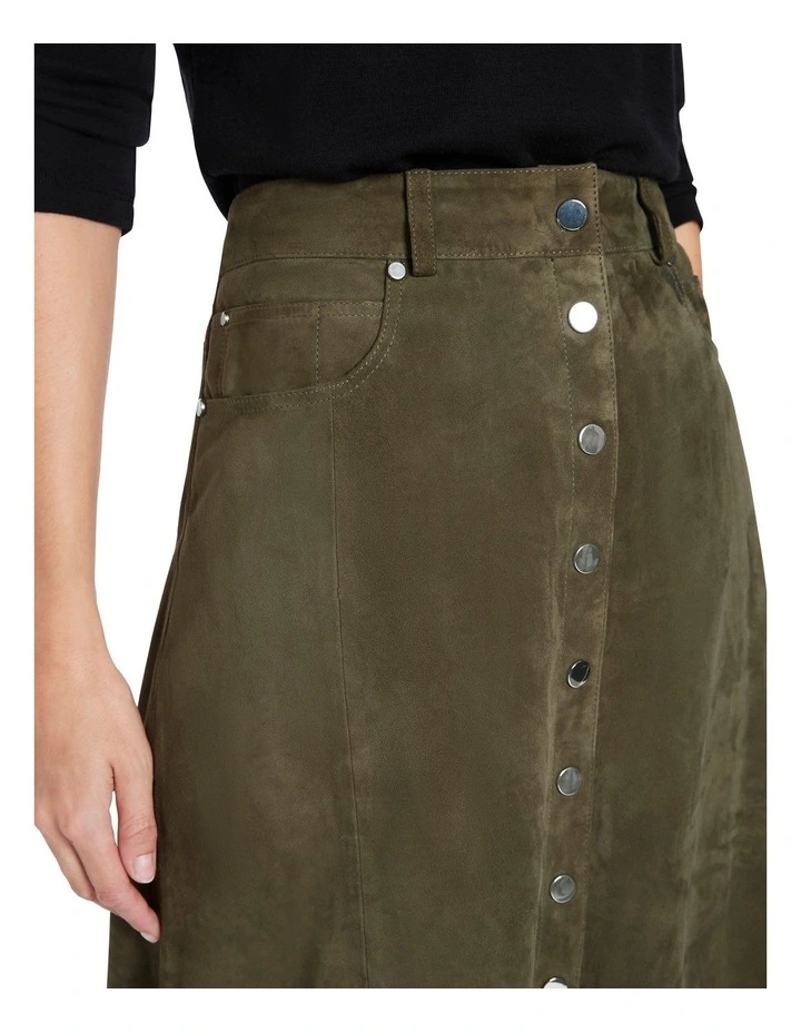 Budget β David Lawrence Sahria Suede π Skirt In Dark Khaki β - Image 4