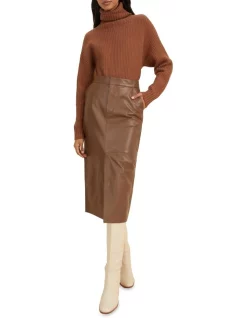 Best deal ⭐ Seed Heritage Leather Pencil Midi 👗 Skirt 🤩