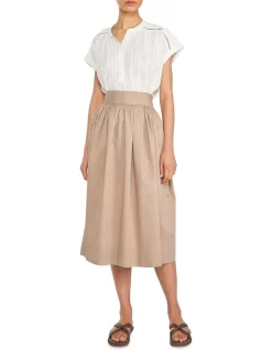 Promo π Skin And Threads Cotton Poplin Midi π Skirt Taupe π§¨