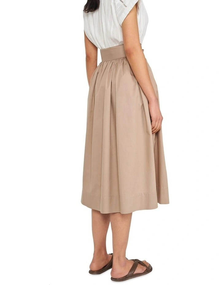 Promo π Skin And Threads Cotton Poplin Midi π Skirt Taupe 𧨠- Image 2