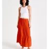 Cheapest 👏 Vero Moda Natali High Waisted Cotton 👗 Skirt In Cherry Tomato 😉