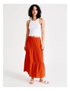 Cheapest 👏 Vero Moda Natali High Waisted Cotton 👗 Skirt In Cherry Tomato 😉