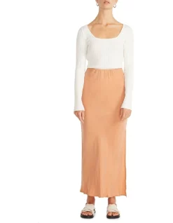 Discount 👍 Staple The Label Elsie Cupro Bias Slip 👗 Skirt Ginger ⌛