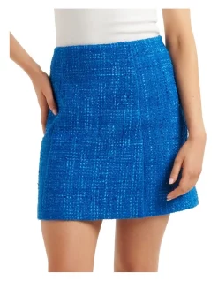 New 😉 Forever New Luna Boucle Mini 👗 Skirt In Cobalt Blue ⭐
