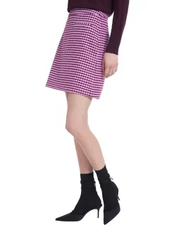 Discount 🎁 Marcs Mosman 🐕 Dogtooth 👗 Skirt Magenta 🧨