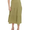 New 🔥 Vero Moda Natali High Waisted Cotton 👗 Skirt In Sage 👍
