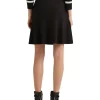 New ⌛ Lauren Ralph Lauren Button-Trim Ponte 👗 Skirt In Black 🔔