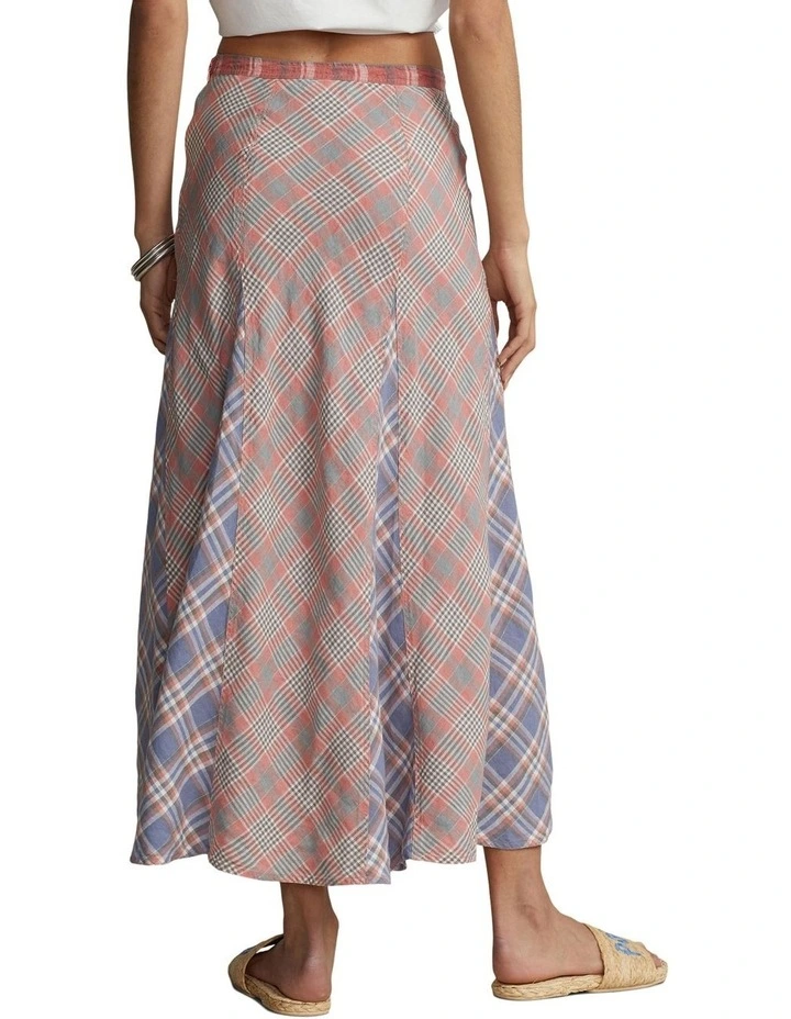 Wholesale β¨ Polo Ralph Lauren Plaid Linen A-Line Midi π Skirt In Red/Blue π― - Image 2