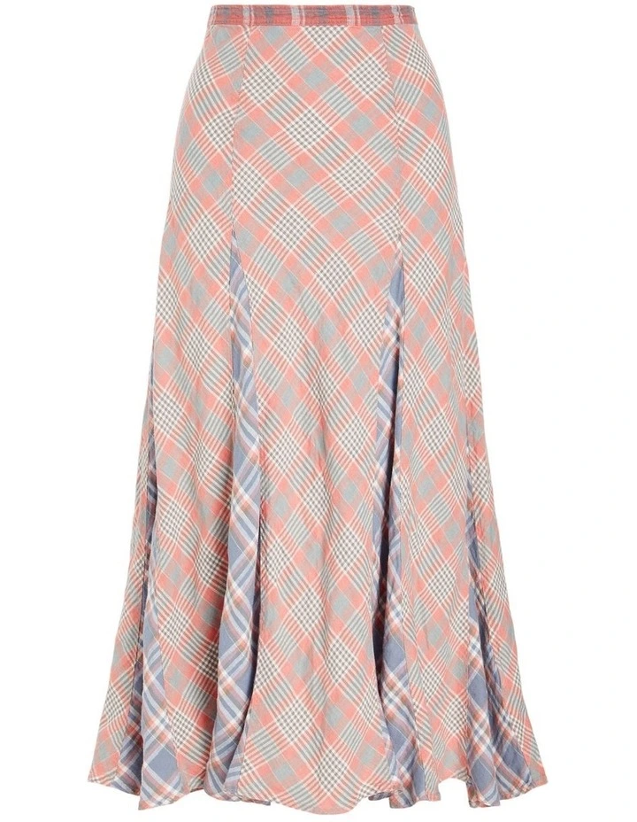 Wholesale β¨ Polo Ralph Lauren Plaid Linen A-Line Midi π Skirt In Red/Blue π― - Image 4