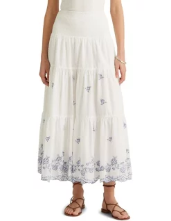 Discount ⭐ Lauren Ralph Lauren Embroidered Cotton 👗 Skirt In White 😀
