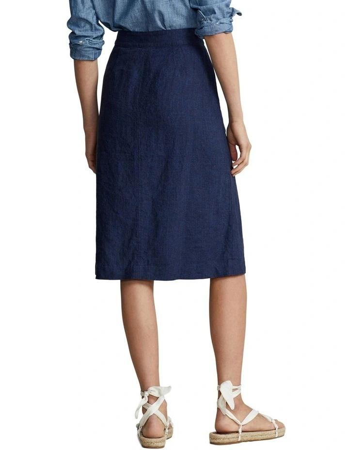 Hot Sale π― Polo Ralph Lauren Linen A-Line Midi π Skirt In Blue π₯ - Image 2