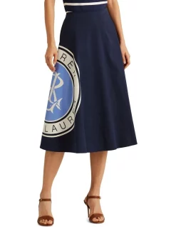 Coupon 🔔 Lauren Ralph Lauren Logo Cotton Canvas A-Line 👗 Skirt In Navy 🧨