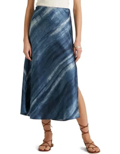 Wholesale ⭐ Lauren Ralph Lauren Tie-Dye-Print Satin Midi 👗 Skirt In Blue 👍
