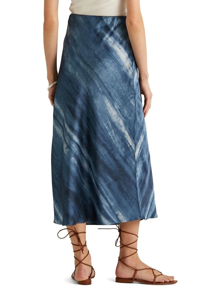 Wholesale β Lauren Ralph Lauren Tie-Dye-Print Satin Midi π Skirt In Blue π - Image 2