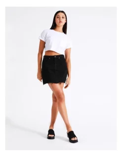 Outlet π Miss Shop Recycled Blend Raw Hem Denim π Skirt In Black π§¨