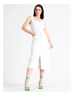 Best deal π Basque Recycled Cotton Blend Midi Denim π Skirt In White π