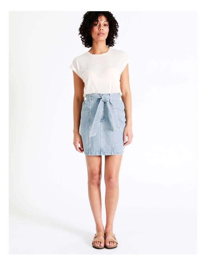 New β Grab Denim Recycled Blend Belted Denim π Skirt In Coastal Blue π - Image 4