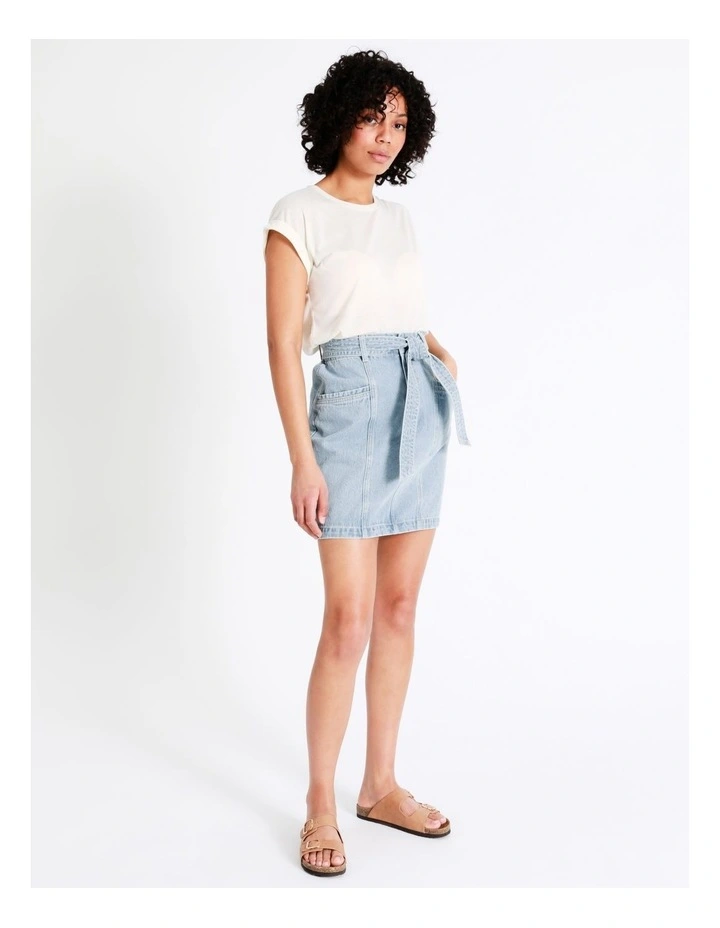 New β Grab Denim Recycled Blend Belted Denim π Skirt In Coastal Blue π - Image 5