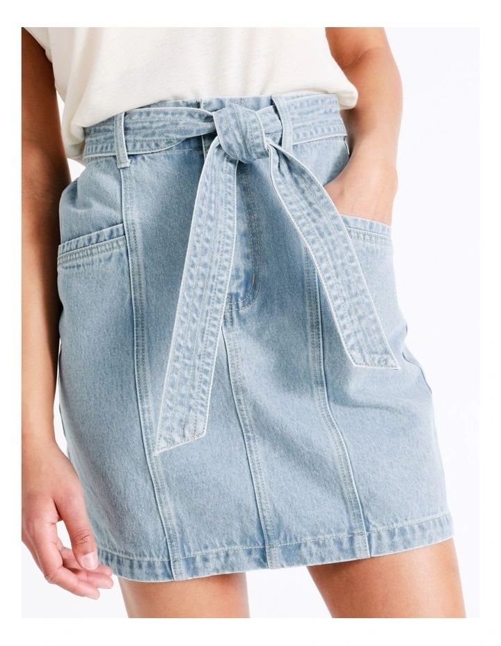 New β Grab Denim Recycled Blend Belted Denim π Skirt In Coastal Blue π - Image 6