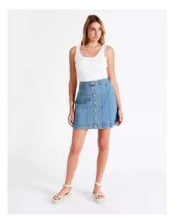 Best reviews of π€© Piper Recycled Cotton Blend Mini π Skirt In Denim π§¨