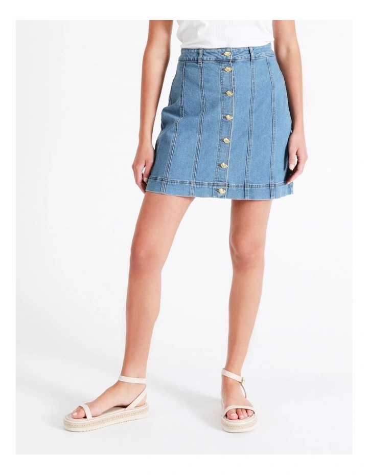 Best reviews of π€© Piper Recycled Cotton Blend Mini π Skirt In Denim 𧨠- Image 2