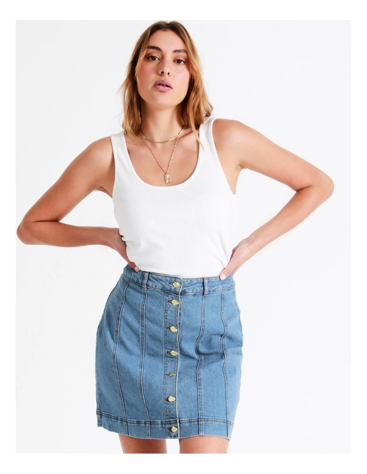 Best reviews of π€© Piper Recycled Cotton Blend Mini π Skirt In Denim 𧨠- Image 3