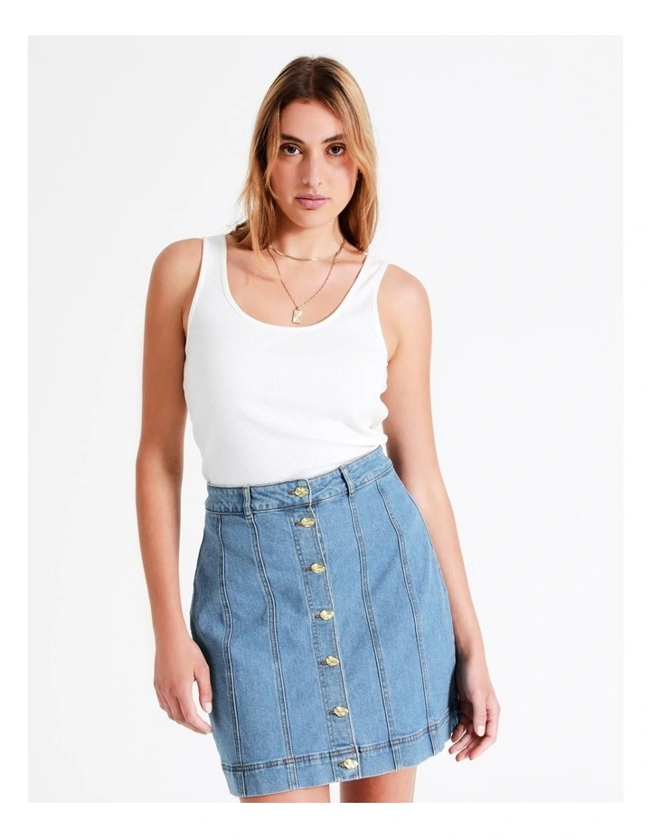 Best reviews of π€© Piper Recycled Cotton Blend Mini π Skirt In Denim 𧨠- Image 4