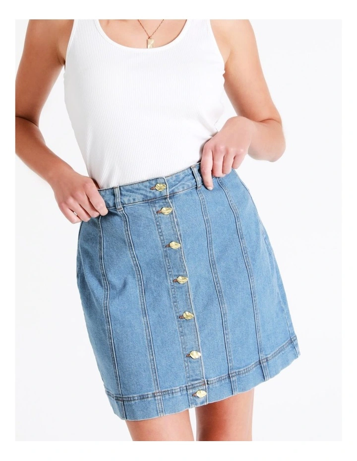 Best reviews of π€© Piper Recycled Cotton Blend Mini π Skirt In Denim 𧨠- Image 5