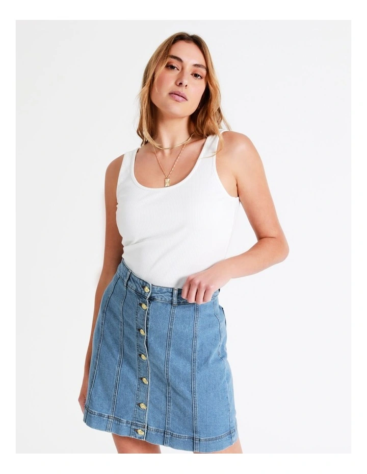 Best reviews of π€© Piper Recycled Cotton Blend Mini π Skirt In Denim 𧨠- Image 6
