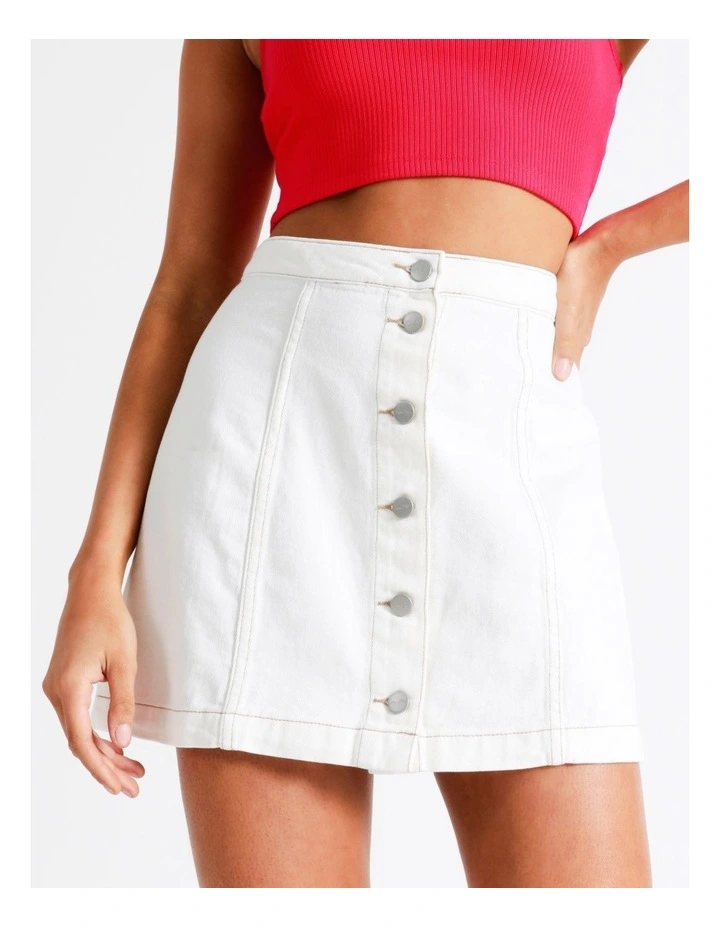 Flash Sale π€© Miss Shop Recycled Blend A-Line Denim π Skirt In White βοΈ - Image 4