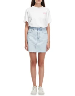 Deals 😍 Levi's High-Rise Deconstructed Denim 👗 Skirt In Light Blue ✔️