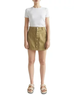 Hot Sale 👍 Seed Heritage Denim Mini A Line 👗 Skirt In Deep Bronze 🔥