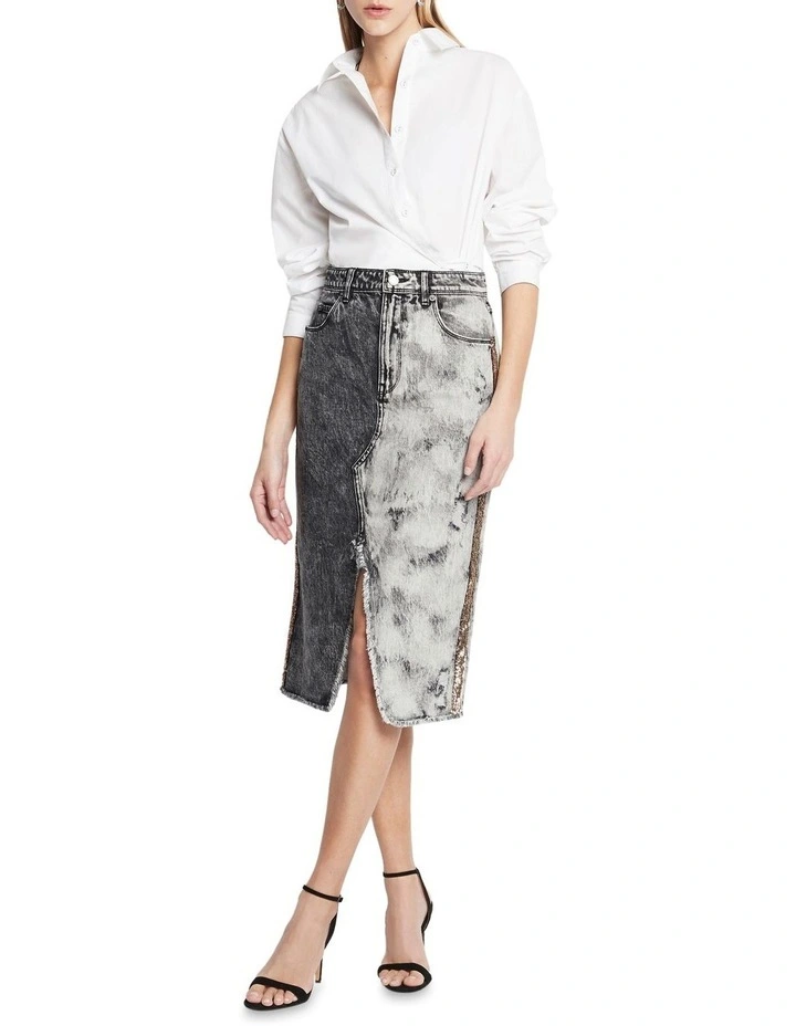 Outlet π Sass & Bide The Thunder Cloud Denim Midi π Skirt In Black/Grey βοΈ