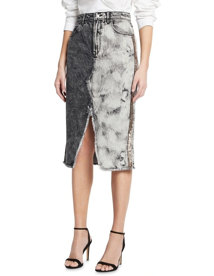 Outlet π Sass & Bide The Thunder Cloud Denim Midi π Skirt In Black/Grey βοΈ - Image 4