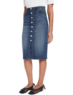 Top 10 π David Lawrence Maverick Button Front π Skirt In Blue π